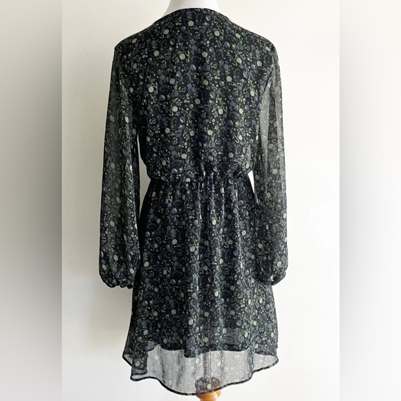 NWT Zara Floral Dress, Studded w/ Lace Trimmings in Greeb and Black Color, Sz M - Picture 3 of 11